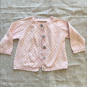 Petite Bateau Pink Polka Dot Kids Cardigan 6 Months